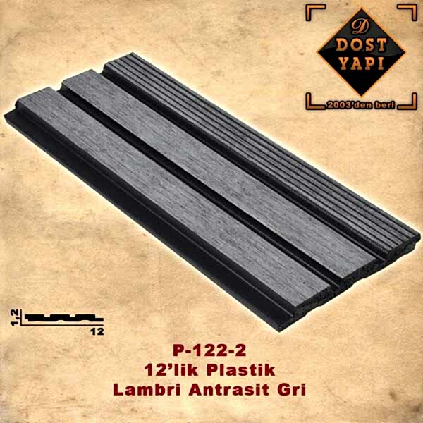 LAMBRİ GRİ  İNCE 12X280 10 AD 120 CM ÖZEL FİYAT